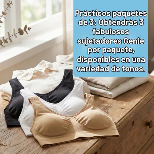 Vista 6 de Paquete de 3 brasieres para mujer, paquete de brasier sin varillas, color sólido, sin costuras Todo negro