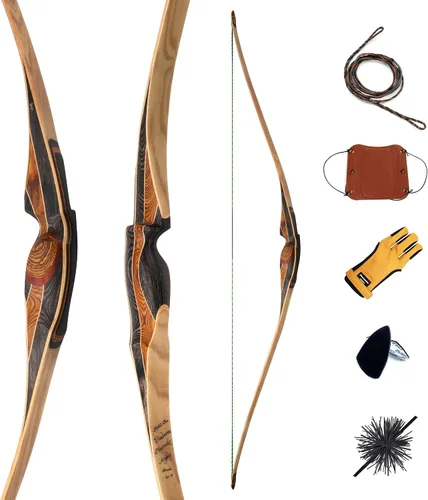 Vista 7 de Deerseeker Tiro con Arco 64" Reflex Deflex Híbrido de Una Pieza Arco Largo Tradicional con Miembros de Bambú Laminado y Fibra de Vidrio Transparente