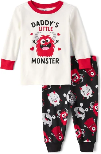 Vista 4 de The Children's Place - Conjunto de pijama de manga larga con botones para bebé niño, ajustado, 100% algodón, 2 piezas