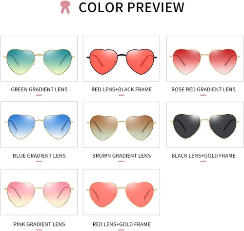 Vista 5 de Dollger - Lentes de sol de corazón, marco fino de metal, precioso, estilo corazón, para mujeres, rosa, 55