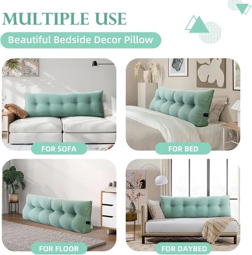 Vista 6 de Almohada triangular para cabecero individual, almohada de cama de cuña para respaldo, almohada de lectura, respaldo de posicionamiento de apoyo