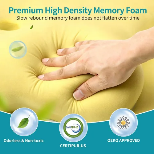 Vista 5 de Almohada cervical para el cuello para aliviar el dolor, almohada ergonómica para apoyo del cuello, almohadas de espuma viscoelástica de contorno Azul