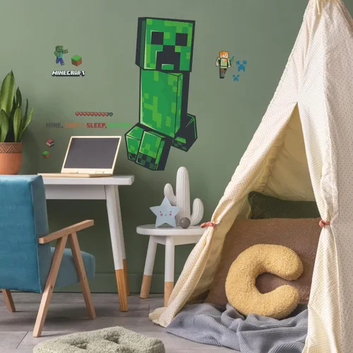 Vista 6 de RoomMates RMK5360GM Minecraft Creeper - Calcomanías de pared gigantes para despegar y pegar