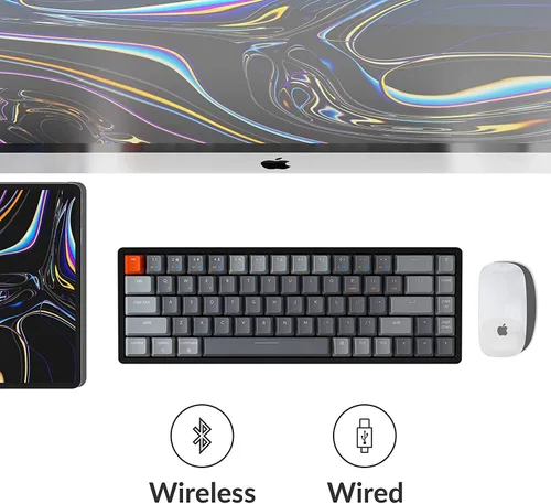 Vista 2 de Keychron Teclado compacto K6 de 68 teclas, teclado mecánico inalámbrico Bluetooth/con cable con marco de aluminio retroiluminado LED RGB compatible