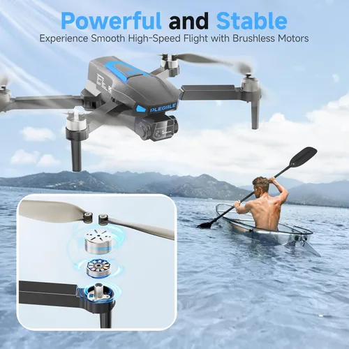 Vista 8 de Drones con cámara para adultos 4K, dron con motor sin escobillas para niños principiantes, cuadricóptero RC plegable FPV con 3 baterías, 45 minutos
