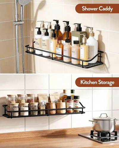 Vista 5 de Orimade Organizador adhesivo para baño, cesta de almacenamiento de ducha, estante de especias de cocina, sin perforaciones, acero inoxidable SUS304