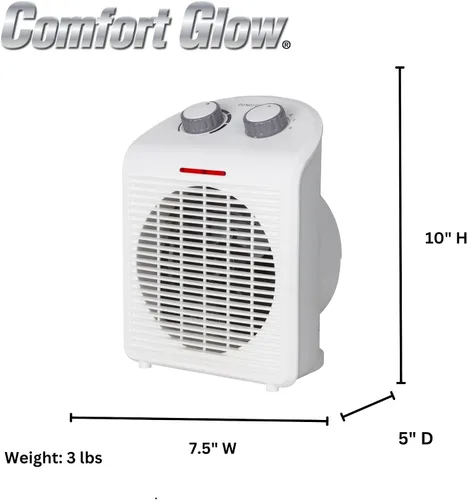 Vista 9 de Comfort Glow EFH1518 Calentador eléctrico de ventilador, color blanco