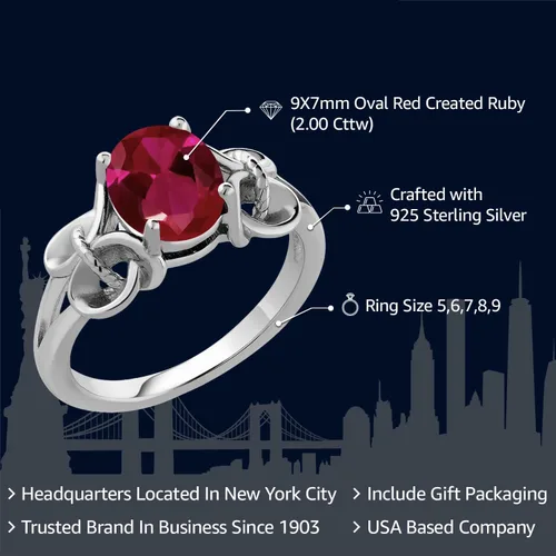 Vista 45 de Gem Stone King Anillo de compromiso ovalado con piedra natal para mujer, plata de ley 925, ovalado de 0.354 x 0.276 in, anillo de compromiso