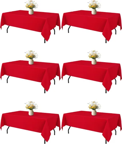 Vista 11 de Niuara Mantel de Mesa Rectangular Negro - Paquete de 6, 60" × 84" Mantel de Tela Lavable para Mesas de 5 Pies, Resistente a las Arrugas y a Prueba