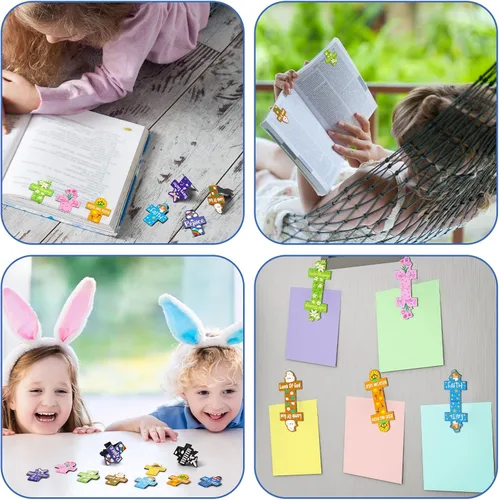 Vista 5 de Eaasty 50 marcadores magnéticos de Pascua, regalos de Pascua para adultos, con diseño de cruz de Jesús resucitado, clips para entusiastas