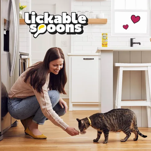Vista 5 de Temptations Cucharas para lamer, golosinas suaves para gatos, golosinas húmedas para gatos adultos, sabroso sabor a pollo y queso cursi, 4 cucharas