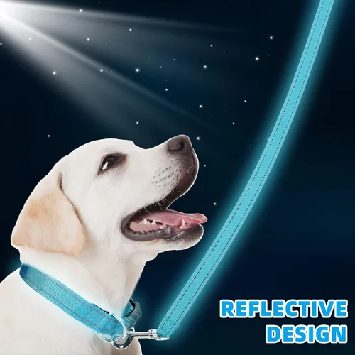 Vista 6 de Juego de 6 juegos de correa y collar reflectantes para perro, correas de nailon ajustables, collar de perro resistente, correa de mango acolchado