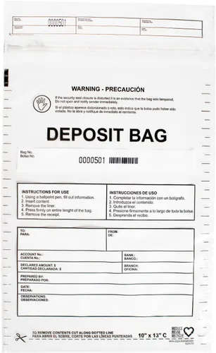 Vista 12 de Bolsas de plástico opacas de 9 x 12 pulgadas Depósitos bancarios seguros, manejo de efectivo o transporte seguro de divisas Códigos de barras