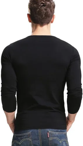 Vista 8 de XUDIAN. Camiseta de manga larga para hombre, cuello redondo