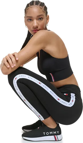 Vista 4 de Tommy Hilfiger Leggings elásticos de tiro alto con cinta con logotipo para mujer