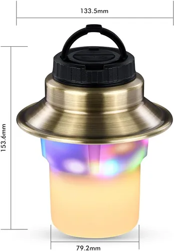 Vista 6 de Luces LED recargables y linterna, lámpara impermeable con 5 modos de luces RGB, luz de tienda de campaña de brillo ajustable, linterna al aire libre