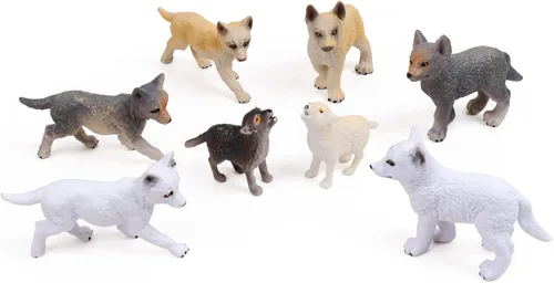 Vista 7 de RESTCLOUD Conjunto de 8 figuras de juguete de lobo de lobos y animales