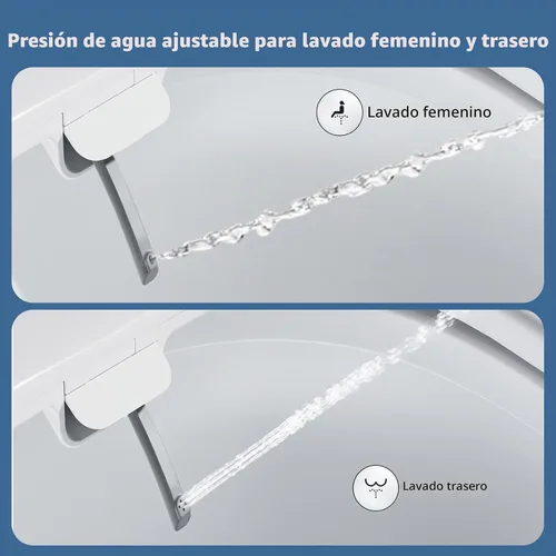 Vista 3 de Clirass - Asiento de inodoro con bidé, asiento de inodoro redondo de cierre suave, interruptor de lavado femenino/posterior de botón, control