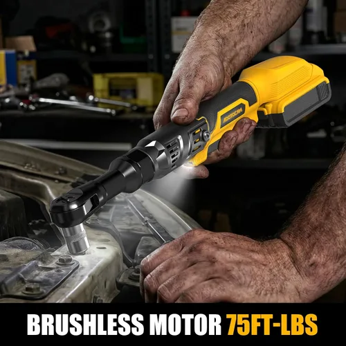 Vista 3 de Llave de trinquete inalámbrica de 3/8" para DeWalt 20V, 75 Ft-lb Amarillo