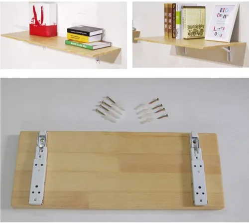 Vista 5 de Mesa plegable de madera para cocina, lavandería, restaurante, ahorro de espacio, resistente, multifuncional, portátil, escritorio de 19.7 x 11.8 in