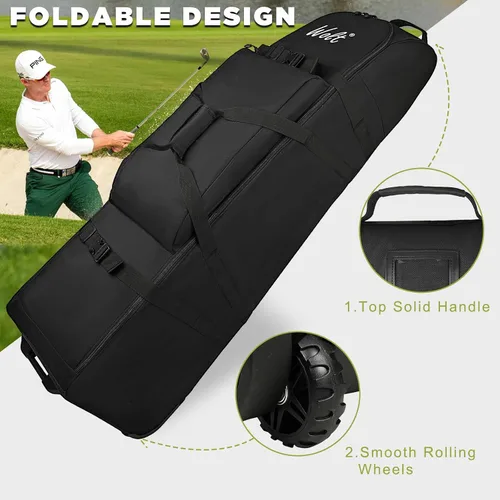 Vista 4 de WOLT Bolsa de viaje de golf con sistema de soporte antiimpacto, funda de viaje de golf acolchada suave para líneas aéreas, tela Oxford resistente
