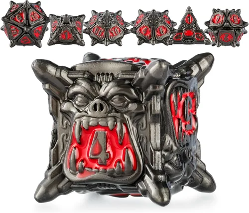 Vista 13 de Surpass DND Juego de Dados de Metal Ojo de Dragón Juego de Dados Poliédricos para Juegos de Rol con Caja D20 D12 D10 D% D8 D6 D4 para Pathfinder MTG