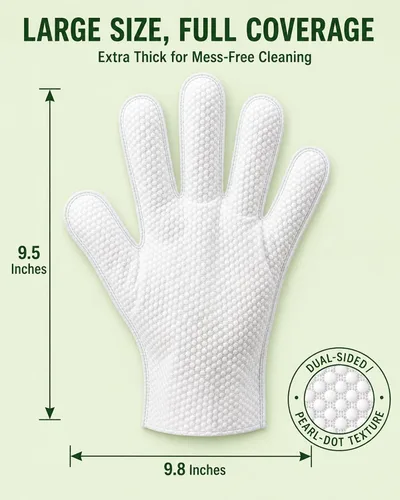 Vista 7 de Pet Glove Wipes for Dogs and Cats,Disposable Pet Grooming Gloves 10 Count - Green