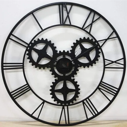 Vista 2 de Wall Clock Retro Do The Old European Single Creative Clock Metal Wall Round Wall Clock Mute Industry Shows Wind Speed (60 * 4 * 60 Cm)