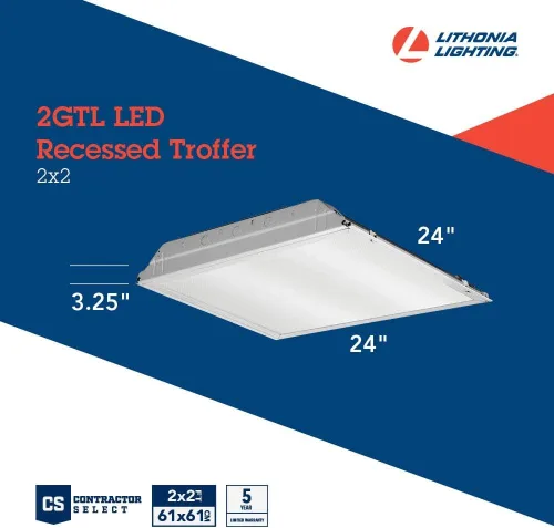 Vista 4 de Lithonia Lighting Luz LED Troffer con lente de 2 x 2, luz LED empotrada de techo con lente prismática para techos de rejilla, 120 voltios, 4000 K