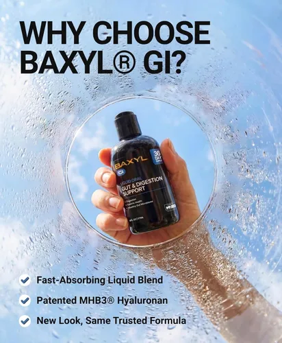 Vista 6 de BAXYL GI Liquid, 6 onzas líquidas, suplemento de digestión patentado con hialuronano MHB3, Amaferm y extracto de melena de león para ERGE, SII