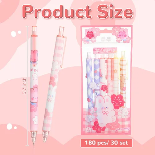 Vista 3 de 180 bolígrafos kawaii a granel, lindos bolígrafos kawaii, suministros de papelería, tinta de gel de Navidad, regalos de regreso a clases, tinta