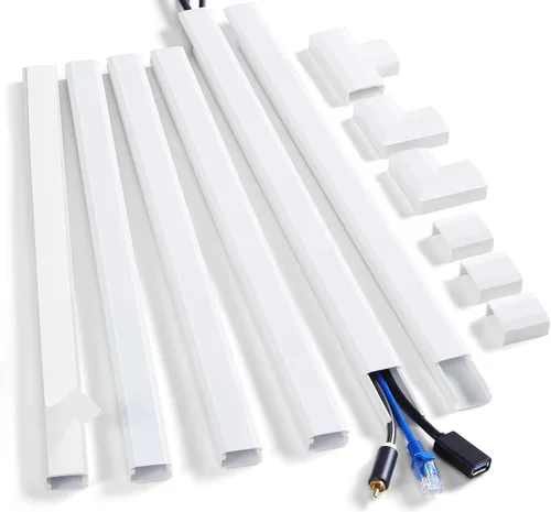 Vista 14 de ZhiYo Ocultador de cable de 85 pulgadas para un cable, cubiertas de cable autoadhesivas para cables en la pared, cubiertas de cable de TV pintables