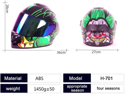 Vista 4 de Full Face Motorcycle Helmet DOT Approved Motorbike Moped Street Bike Racing Crash Helmet, Men and Women