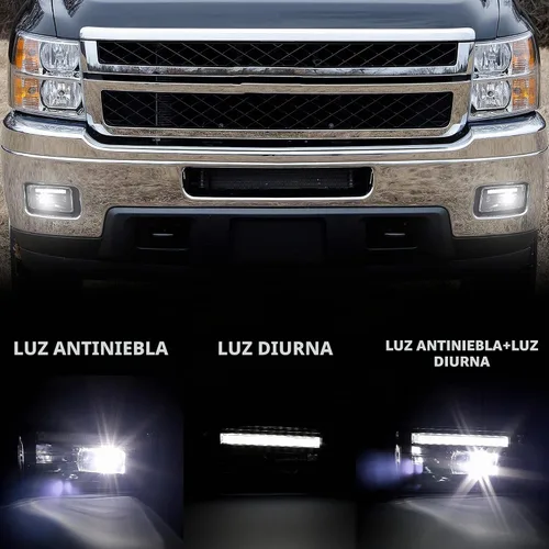 Vista 3 de Luz antiniebla LED con lámpara de conducción de parachoques DRL para Chevy Silverado 1500 2500HD 3500HD 2007-2014, Avalanche 2007-2011