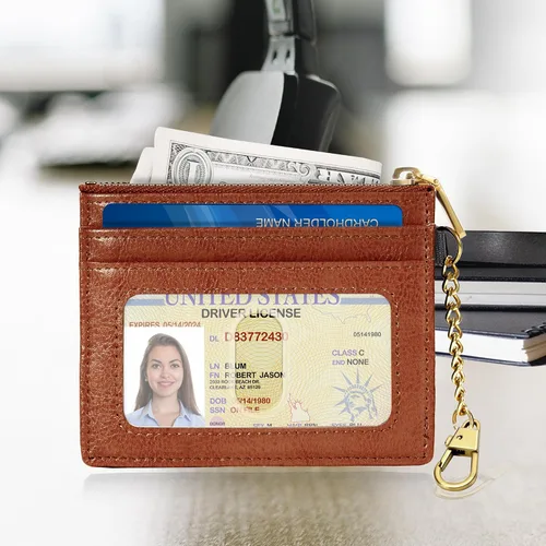 Vista 86 de SEAVILIA Tarjetero llavero cartera para mujer con ventana de identificación RFID monedero regalo abeja delgada minimalista pequeña cartera