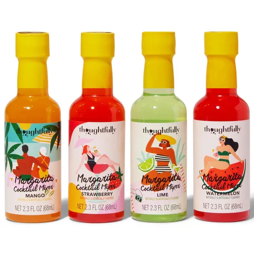 Vista 3 de Thoughtfully Cócteles, set de regalo de mezclador de margarita, 2.3 onzas cada una, sabores incluyen naranja sangre, fresa, mango, sandía y lima