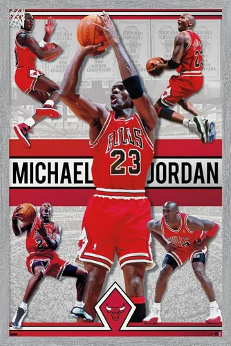 Vista 16 de Trends International Michael Jordan - Póster de collage de pared, 14.725 x 22.375 pulgadas, versión enmarcada de madera de granero