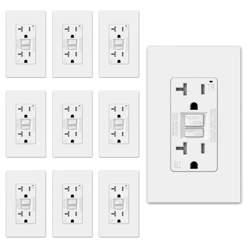 Vista 16 de ELEGRP Toma GFCI de 15 amperios, toma eléctrica GFI de autoprueba con diseño más delgado, receptáculo GFCI resistente a manipulaciones TR