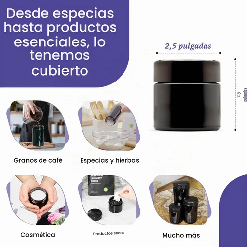 Vista 3 de Infinity Jars Tarro alto de cristal negro 3.4 fl oz, hermético ultravioleta