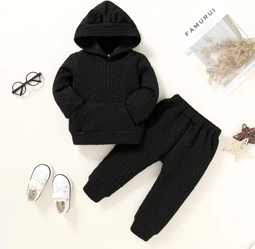 Vista 2 de Little MISS Sassy Ropa para bebé niño y niña, sudadera con capucha de dibujos animados de otoño, tops y pantalones deportivos, trajes de invierno