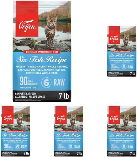 Vista 13 de Orijen Fit Trim Biológicamente adecuado comida para gatos, 4 lb bolsa Hecha de fresco y divertido chicle TURKEY, NEST-LAID EGGS & WILD-CAUGHT FISH.