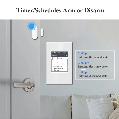 Vista 6 de LANBON Interruptor inteligente de alarma LCD L8, interruptor inteligente de seguridad para el hogar y control de luz, sistema de alarma