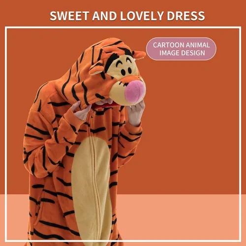 Vista 4 de COSUSKET Snug Fit Unisex Adult Onesie Pajamas, Flannel Cosplay Animal One Piece Halloween Costume Sleepwear Homewear