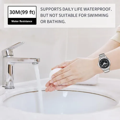 Vista 6 de BOSHIYA Reloj con banda elástica para mujer Easy Reader de 1.181 in analógico de cuarzo con correa elástica de acero inoxidable, impermeable, reloj