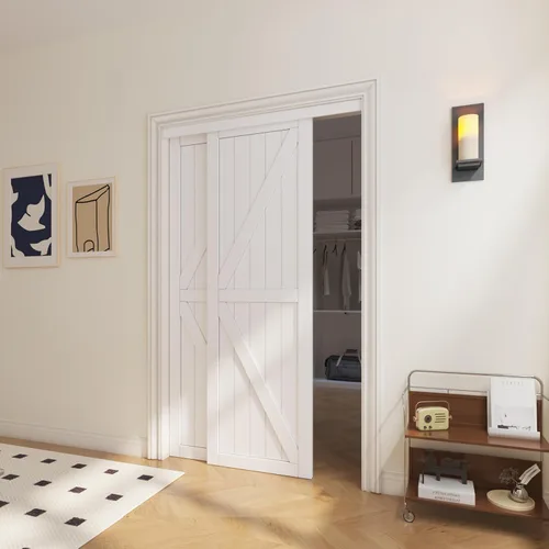 Vista 11 de 5-Panel Closet Doors, 48"(Double 25") x 80" Sliding Door for Bedrooms