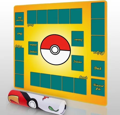 Vista 7 de Biouai Tapete de juego para juego de cartas intercambiables, tapete de juego cosido con tubo para juego de cartas con zonas, tapete de juego
