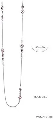 Vista 4 de Collares largos para mujer, collar largo de corazón entrelazado, collar de hebra