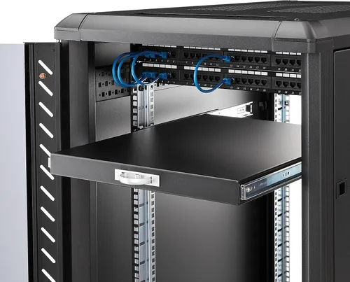 Vista 2 de StarTech - Estante deslizante para teclado de 1U, 19 pulgadas, 55 libras, 22 pulgadas (SLIDESHELFD) Pull-out drawer tray for any 19in server rack