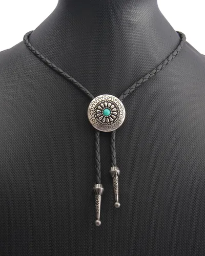 Vista 423 de Jeilwiy Corbata de bolo para hombre, corbata de vaquero occidental, collar de corbata de bolo dorado, corbata de cuero, corbata de Halloween