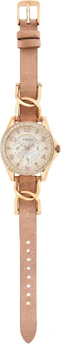 Vista 5 de Fossil Riley - Reloj para mujer con detalles de cristal y pulsera de acero inoxidable, Oro rosa, bronceado, Movimiento de cuarzo